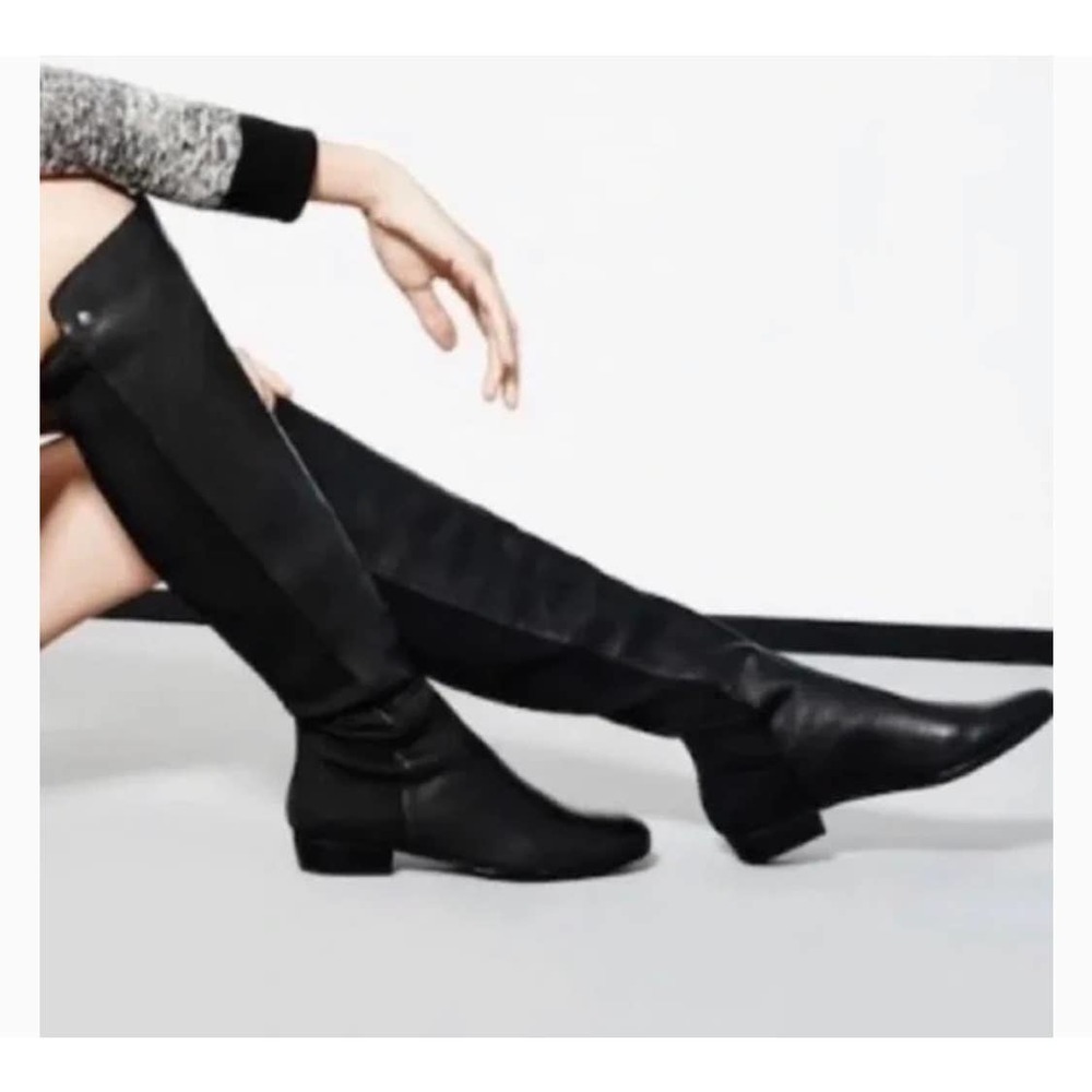 Vince Camuto Karita Tall Riding Boots Block Heel Black Women's Size 6.5M